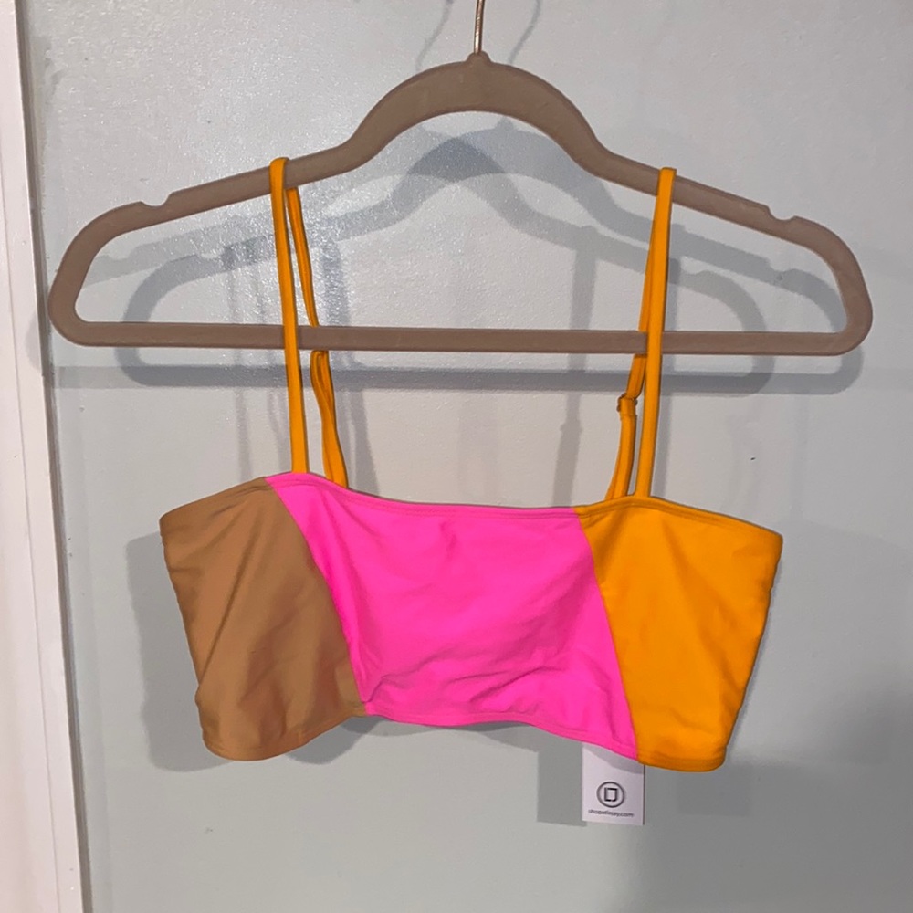 NWT Ellejay Bandeau Lauren Neon Swim Top
